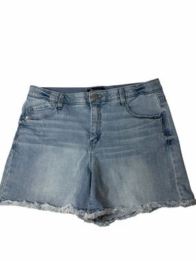 Democracy Light Blue Frayed Hem Denim Shorts, size 14